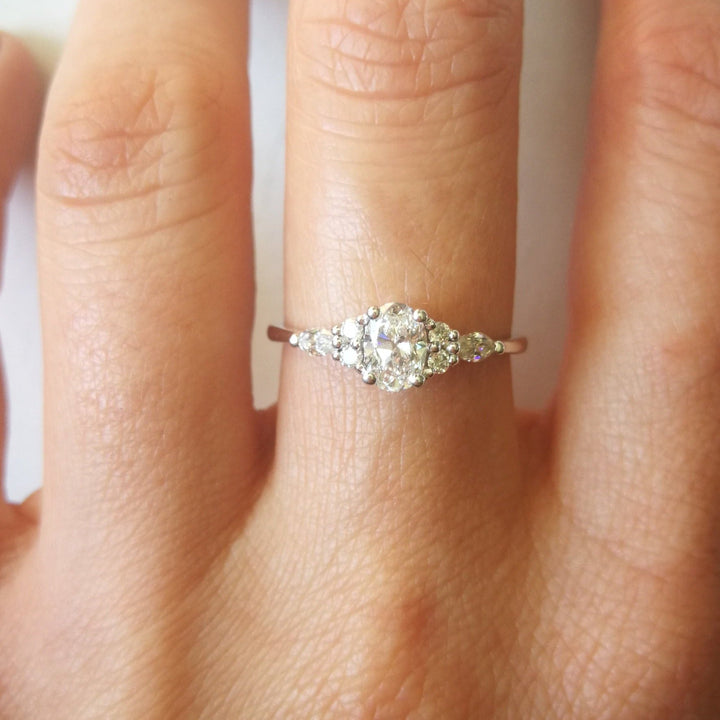 Midi Oval Moissanite Cluster Ring