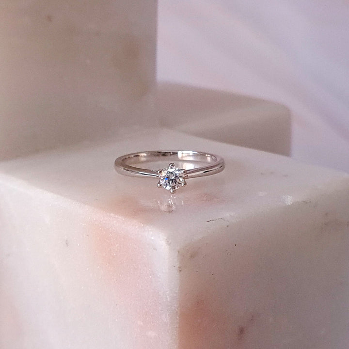 Petite Round Solitaire Moissanite Ring