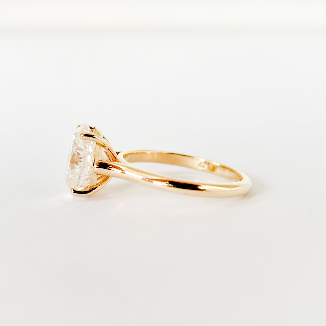 2ct oval moissanite solitaire engagement ring in 9ct yellow gold