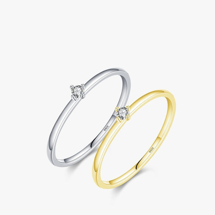Skinny Round Moissanite Stack Ring