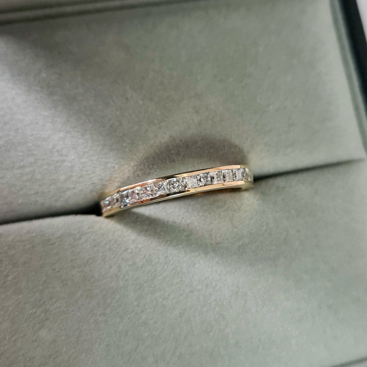 Square Channel Half Eternity Moissanite Ring