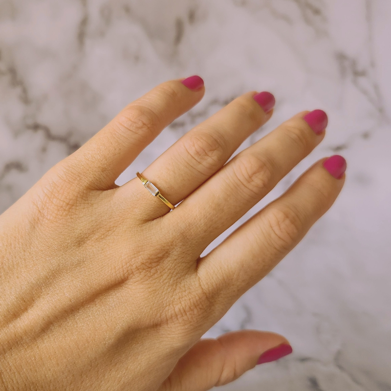 Skinny Baguette Moissanite Stack Ring