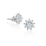Cluster stud earrings with moissanite set in sterling silver
