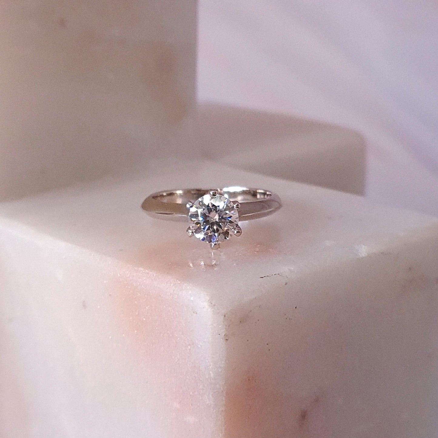 Six Prong Round Solitaire Moissanite Ring