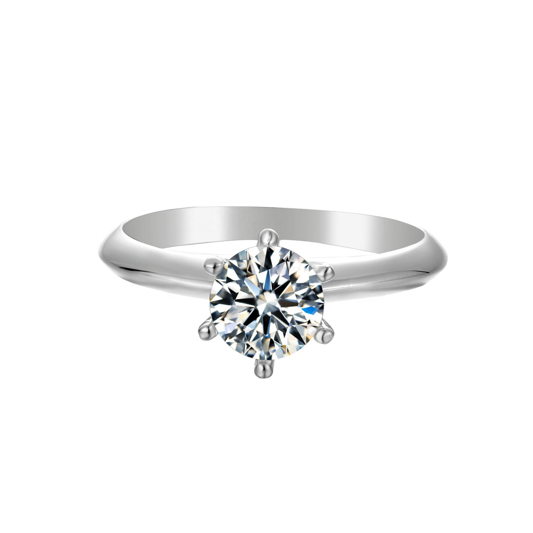 Six Prong Round Solitaire Moissanite Ring