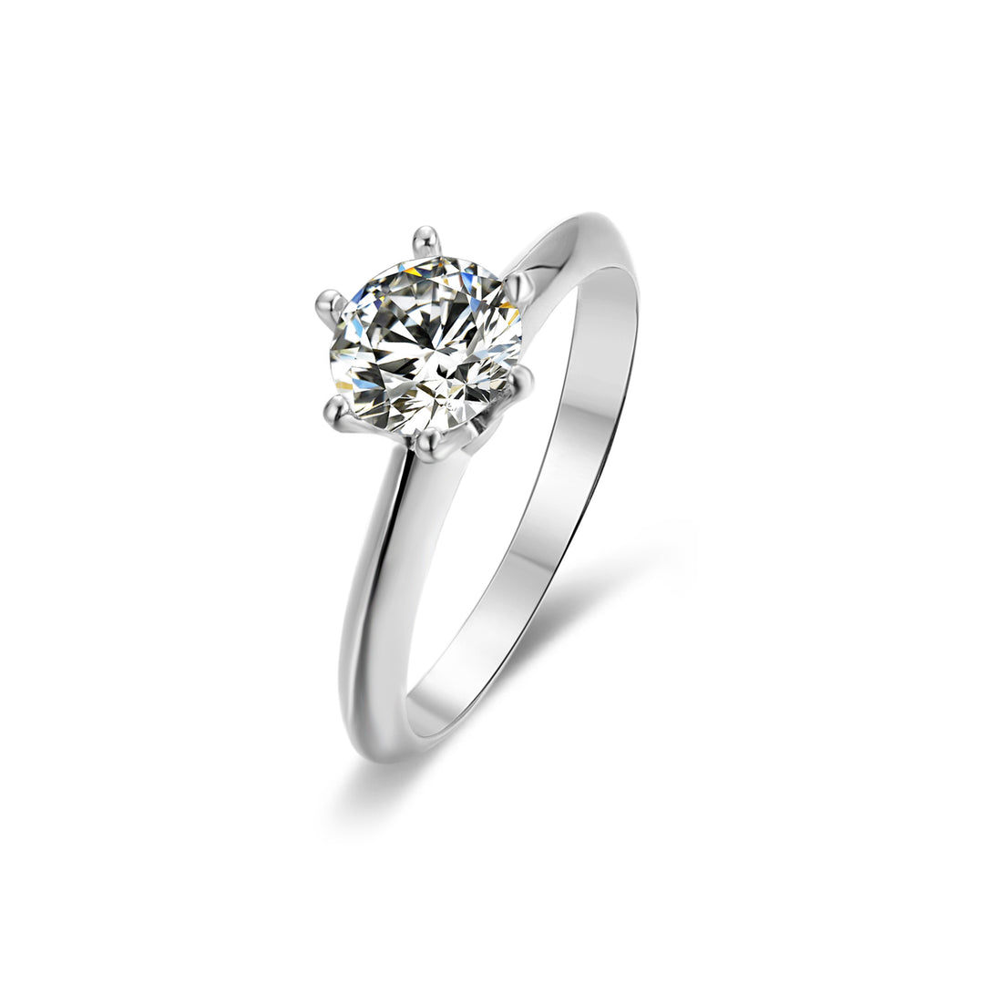 Six Prong Round Solitaire Moissanite Ring