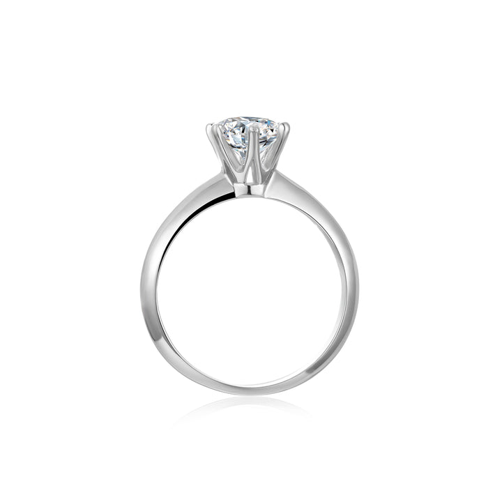 Six Prong Round Solitaire Moissanite Ring