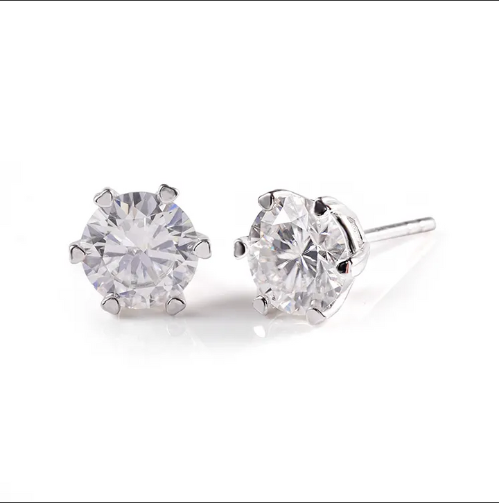 Large Six Prong Moissanite Studs