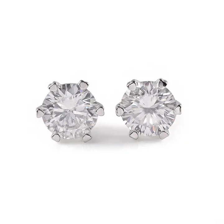 Large Six Prong Moissanite Studs