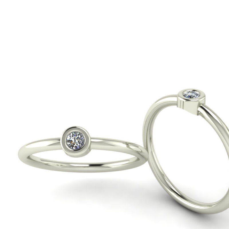 Round Bezel Moissanite Stack Ring