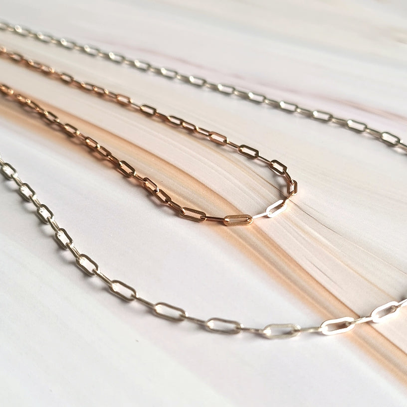 Skinny Paperclip Chain Necklace in Gold