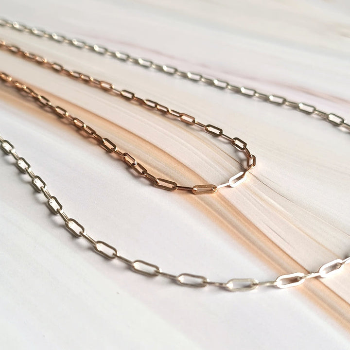 Skinny Paperclip Chain Necklace in Gold