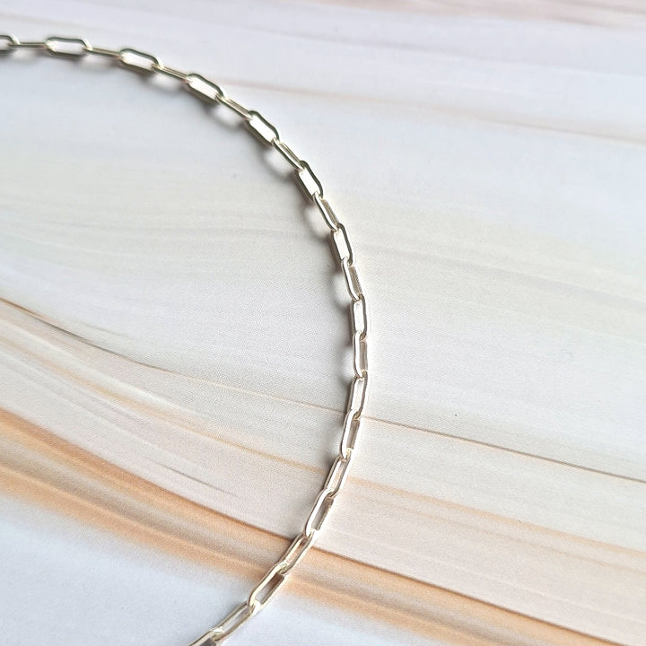 Skinny Paperclip Chain Necklace in Sterling Silver