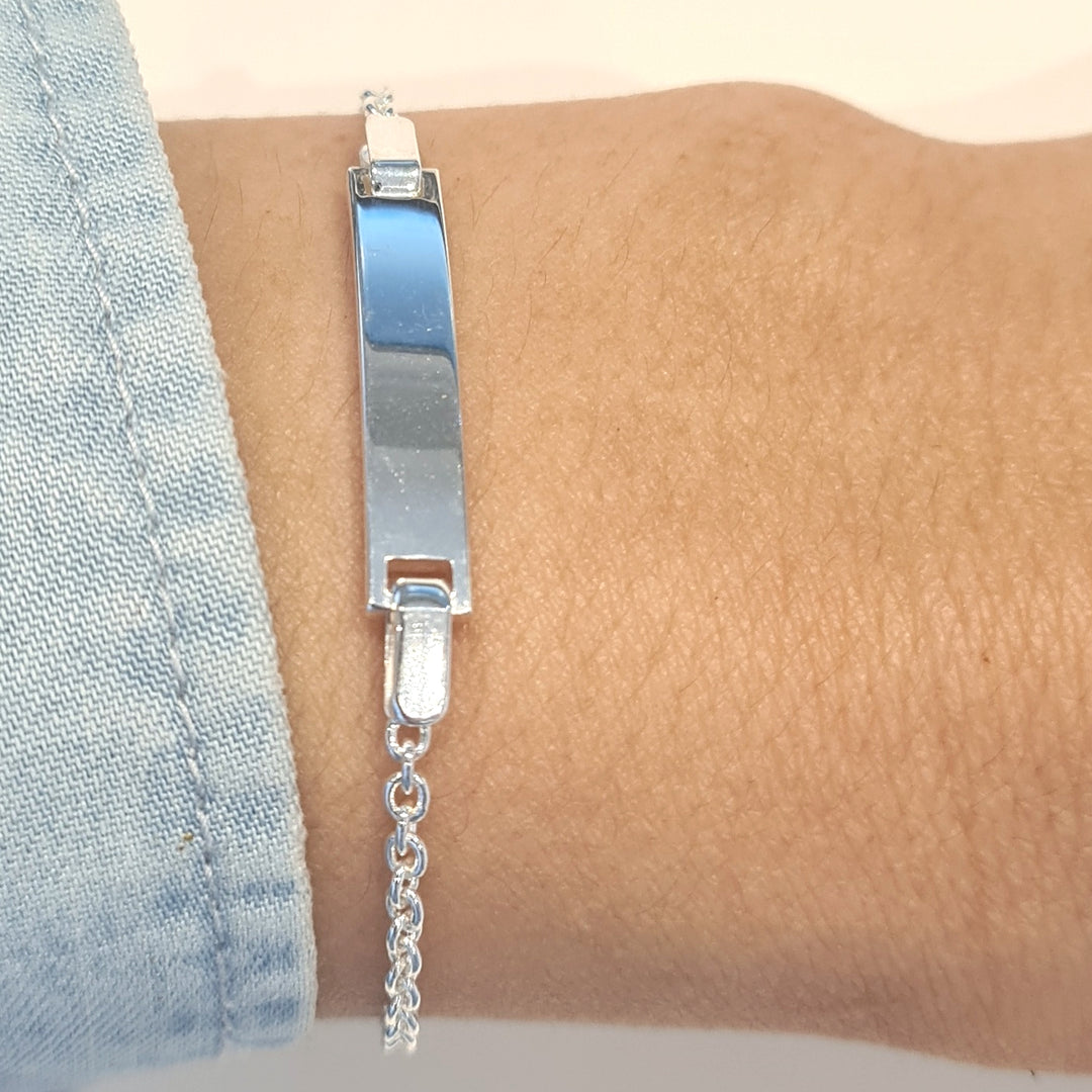ID Tag Bracelet in Sterling Silver
