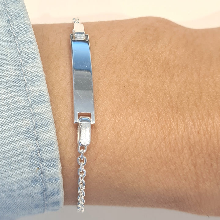 ID Tag Bracelet in Sterling Silver